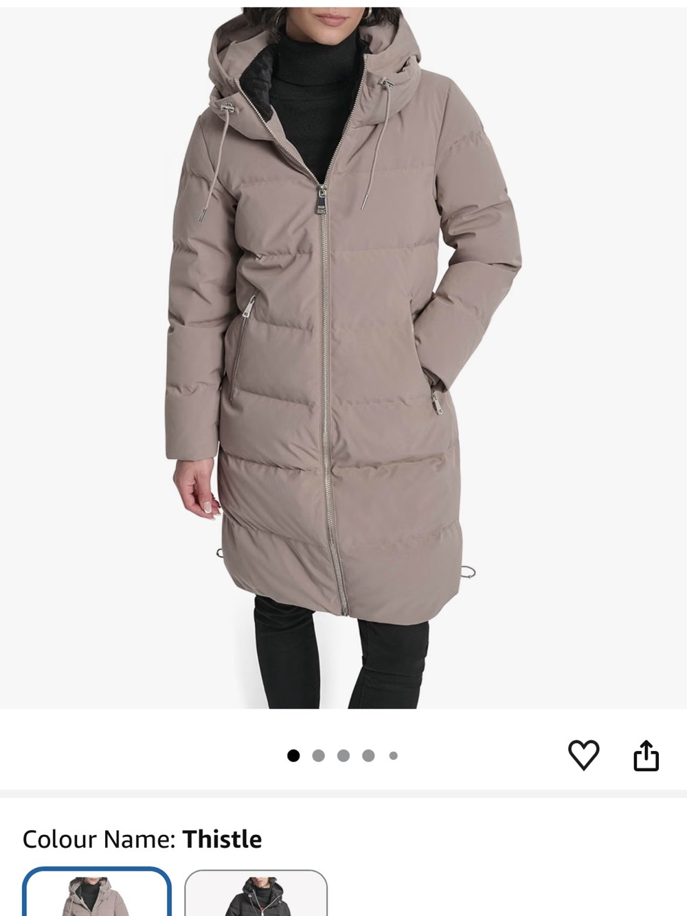 DKNY Thistle Long Hooded Puffer Coat - Taupe
